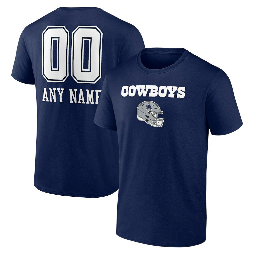 Dallas Cowboys Personalized Name & Number Team Wordmark T-Shirt Navy