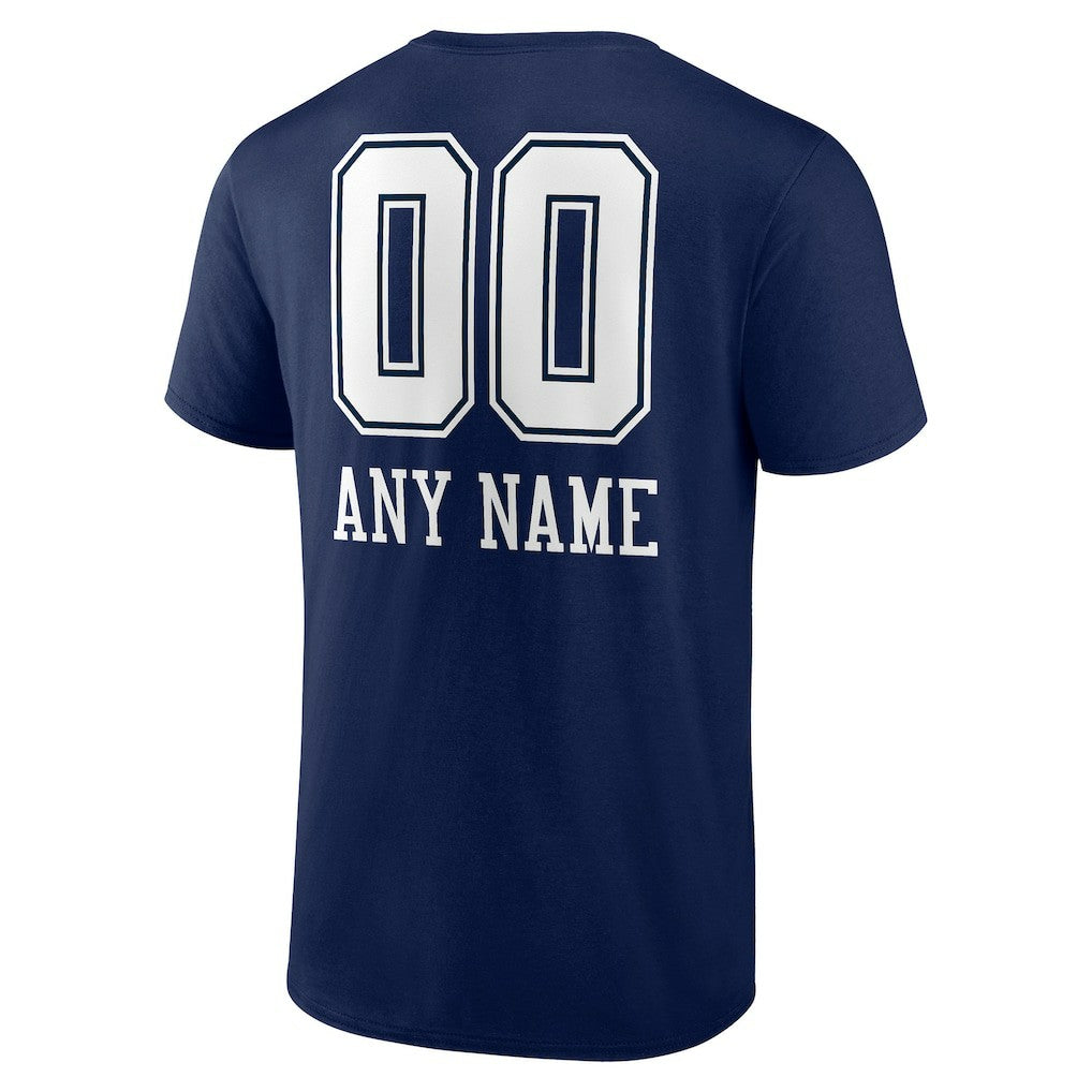 Dallas Cowboys Personalized Name & Number Team Wordmark T-Shirt Navy