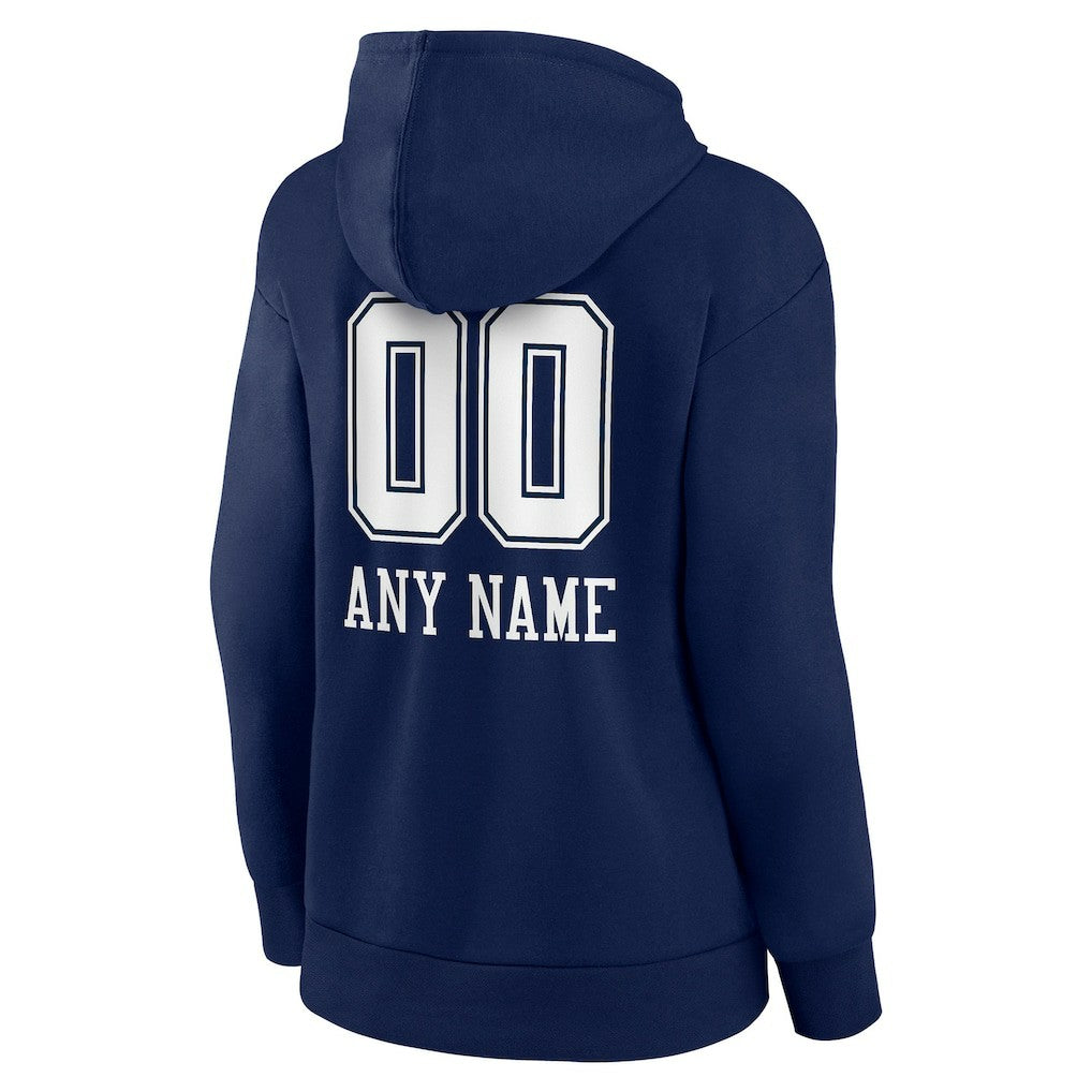 Dallas Cowboys Women's Personalized Name & Number Team Wordmark Pullover Hoodie Navy