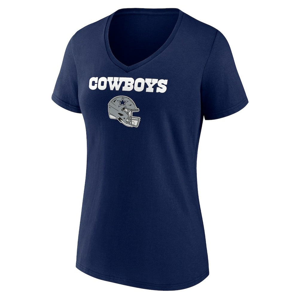 Dallas Cowboys Women's Personalized Name & Number Team Wordmark V-Neck T-Shirt Navy
