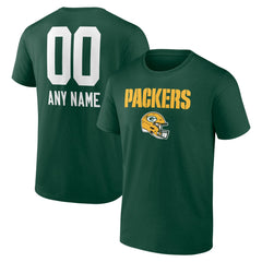 Green Bay Packers Personalized Name & Number Team Wordmark T-Shirt Green