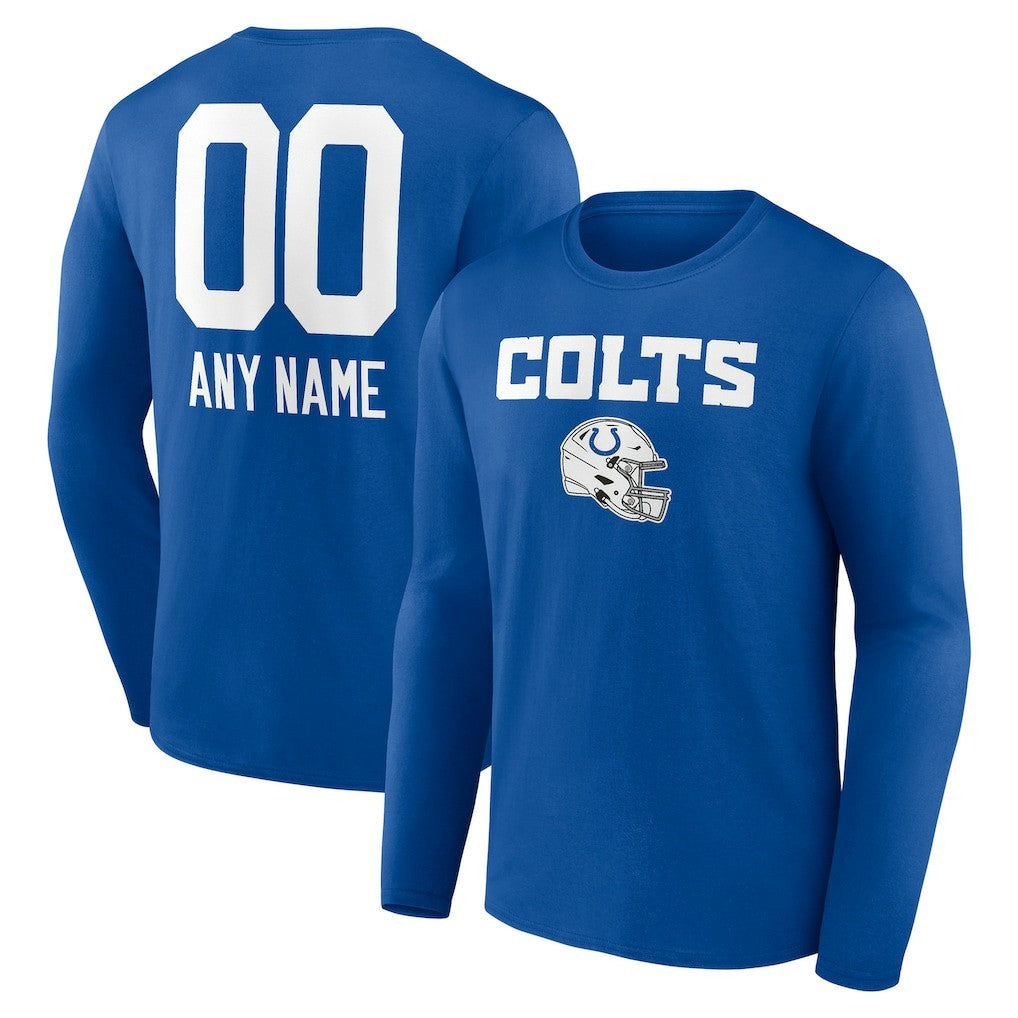Indianapolis Colts Personalized Name & Number Team Wordmark Long Sleeve T-Shirt Royal