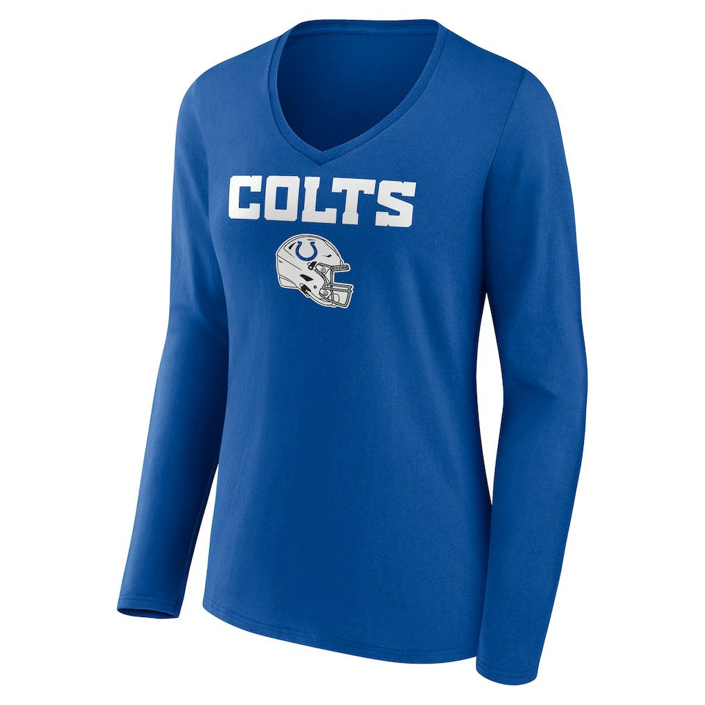 Indianapolis Colts Women's Personalized Name & Number Team Wordmark Long Sleeve V-Neck T-Shirt Royal