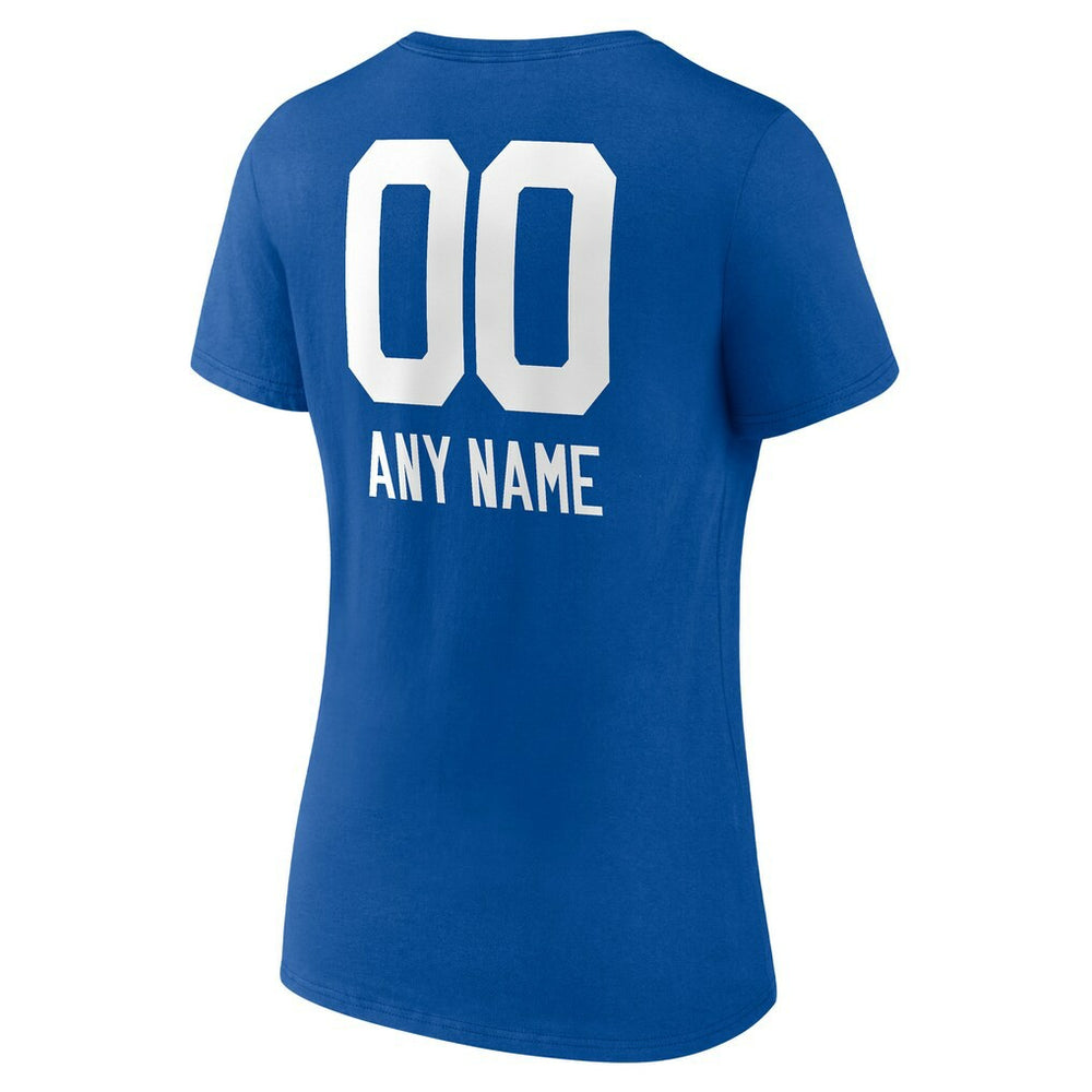 Indianapolis Colts Women's Personalized Name & Number Team Wordmark V-Neck T-Shirt Royal