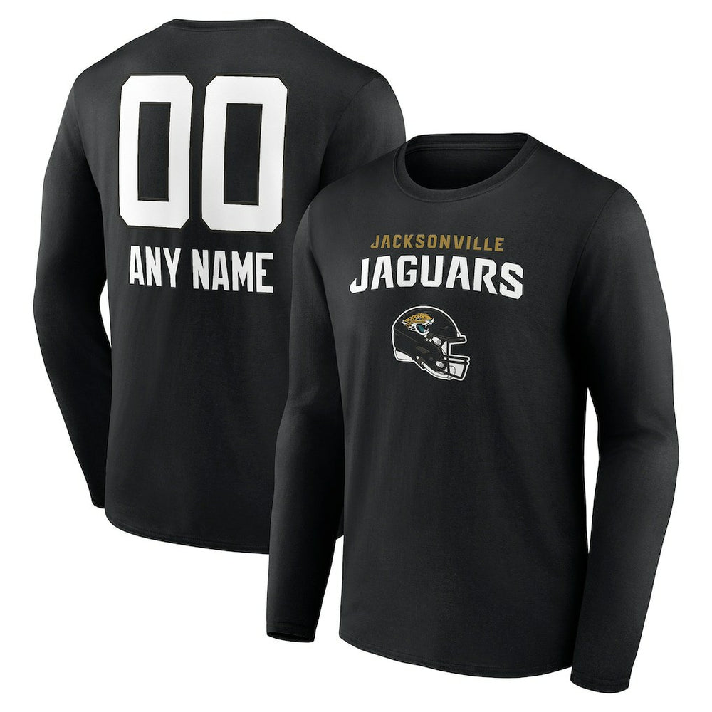 Jacksonville Jaguars Personalized Name & Number Team Wordmark Long Sleeve T-Shirt Black