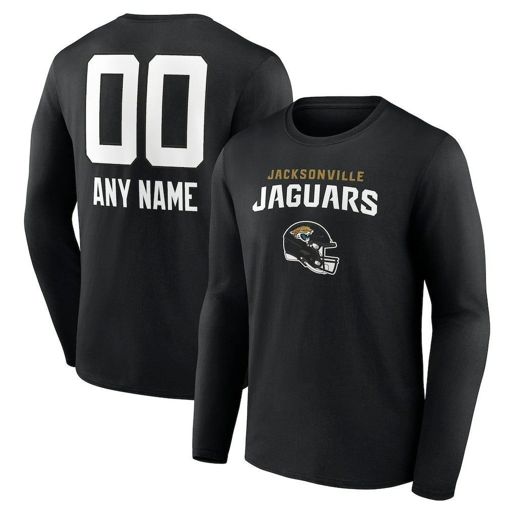 Jacksonville Jaguars Personalized Name & Number Team Wordmark Long Sleeve T-Shirt Black