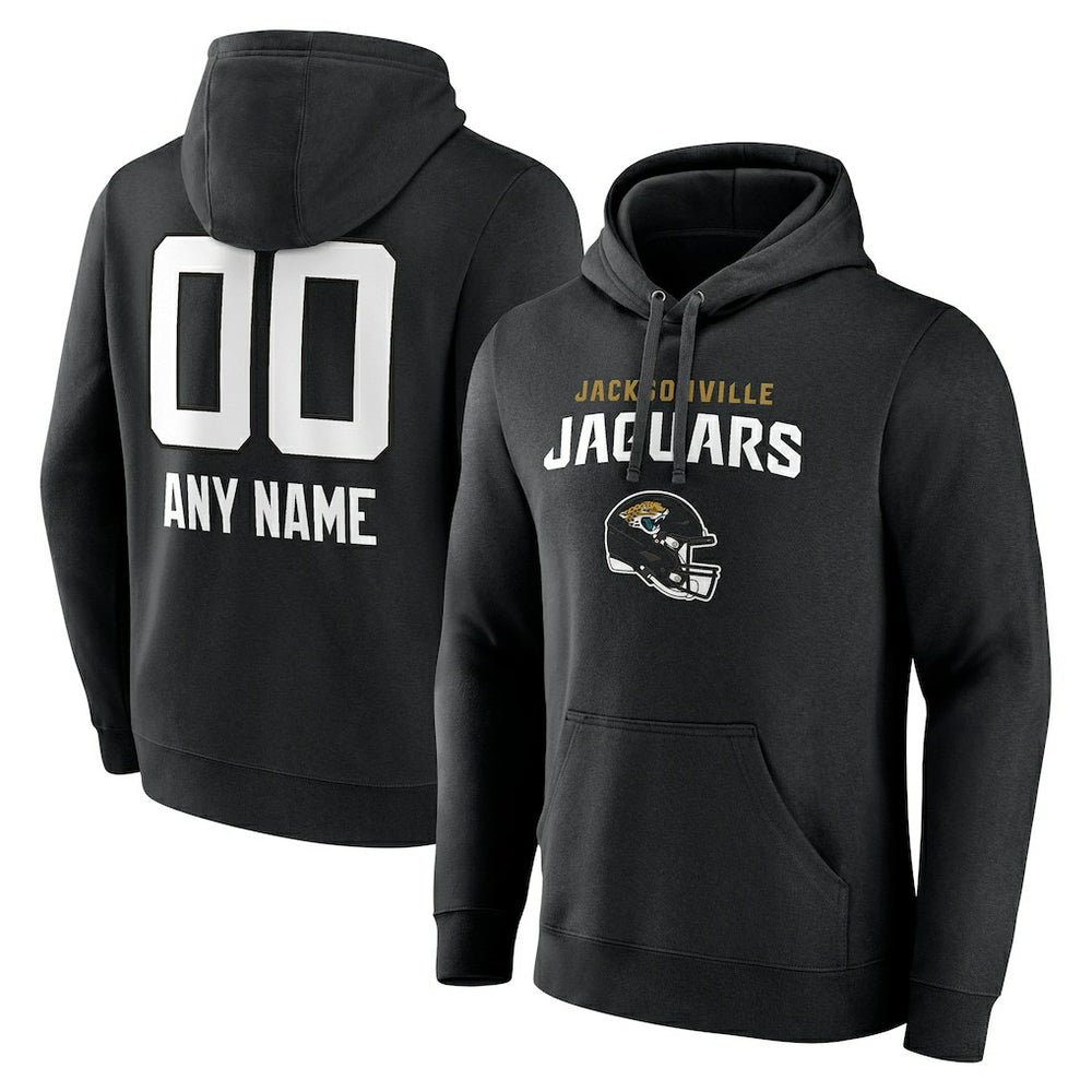 Jacksonville Jaguars Personalized Name & Number Team Wordmark Pullover Hoodie Black