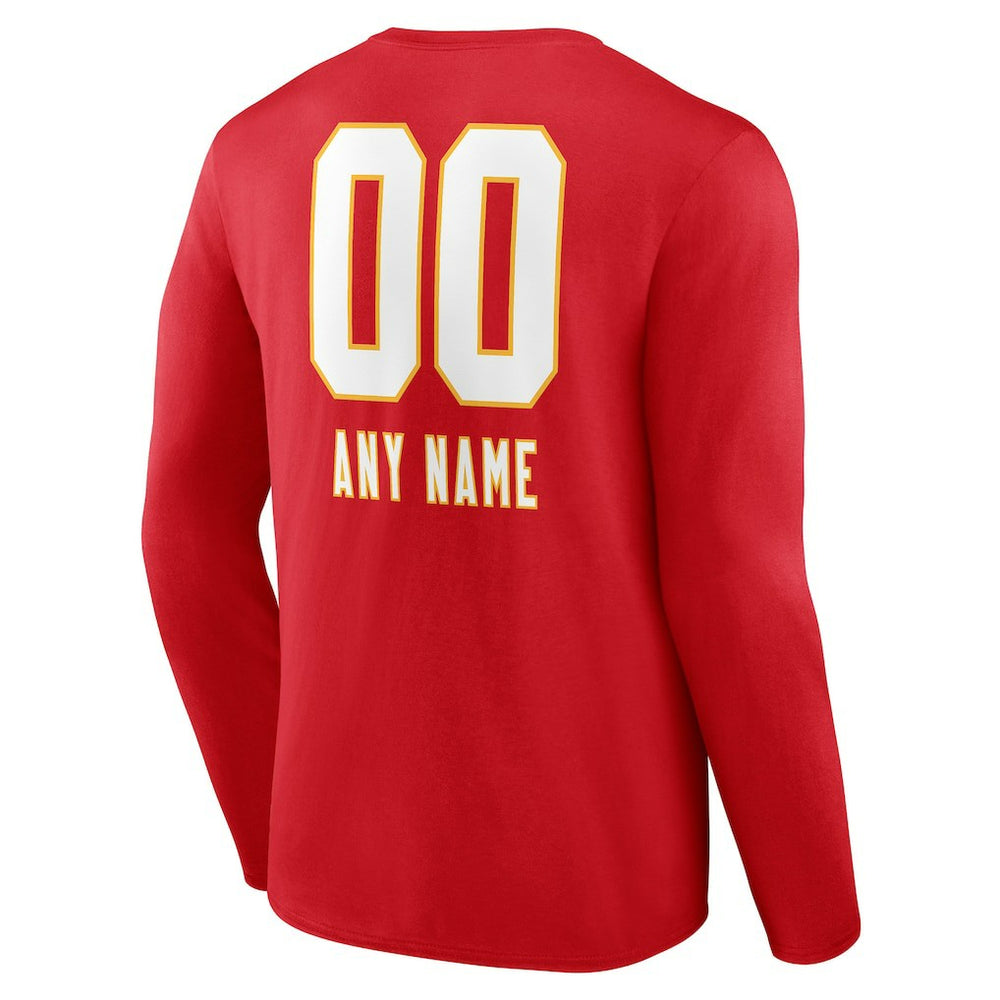 Kansas City Chiefs Personalized Name & Number Team Wordmark Long Sleeve T-Shirt Red