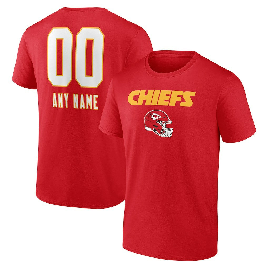 Kansas City Chiefs Personalized Name & Number Team Wordmark T-Shirt Red