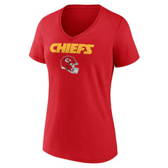 Kansas City Chiefs Women's Personalized Name & Number Team Wordmark V-Neck T-Shirt Red