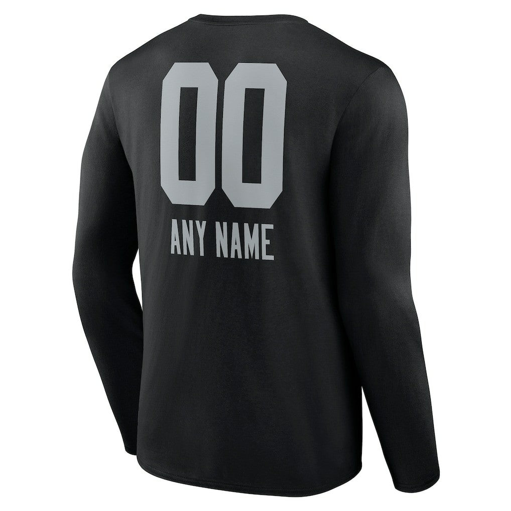 Las Vegas Raiders Personalized Name & Number Team Wordmark Long Sleeve T-Shirt Black