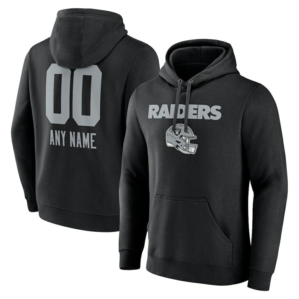 Las Vegas Raiders Personalized Name & Number Team Wordmark Pullover Hoodie Black