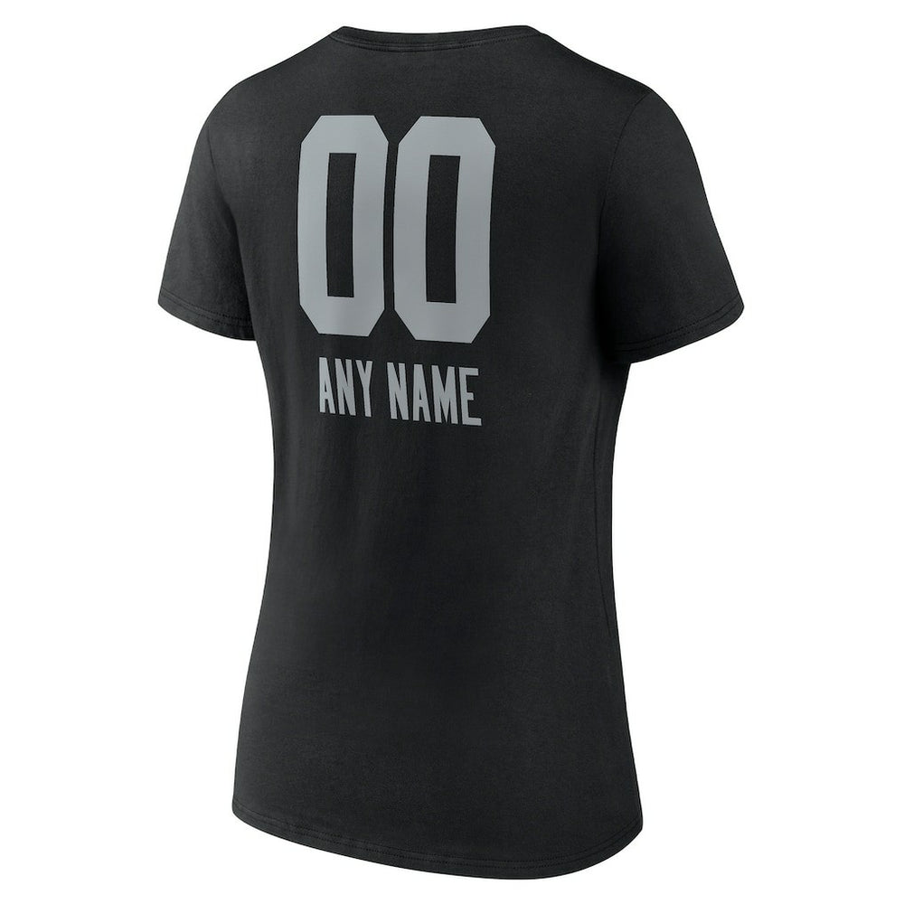 Las Vegas Raiders Women's Personalized Name & Number Team Wordmark V-Neck T-Shirt Black