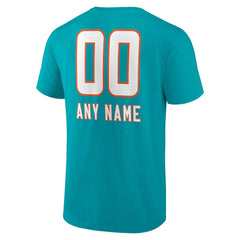 Miami Dolphins Personalized Name & Number Team Wordmark T-Shirt Aqua
