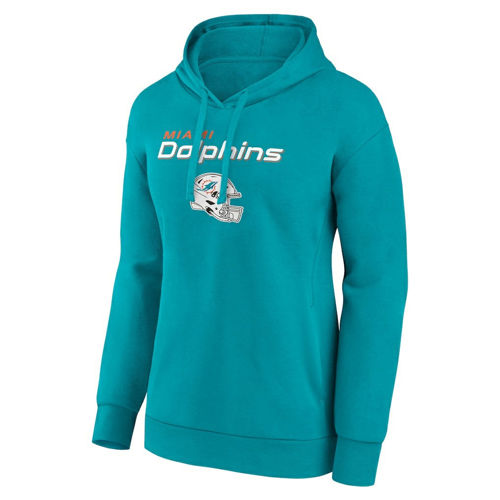 Miami Dolphins Women's Personalized Name & Number Team Wordmark Pullover Hoodie Aqua