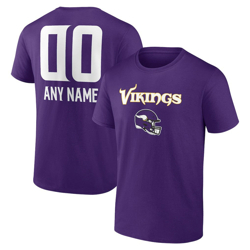 Minnesota Vikings Personalized Name & Number Team Wordmark T-Shirt Purple