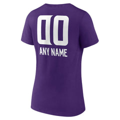 Minnesota Vikings Women's Personalized Name & Number Team Wordmark V-Neck T-Shirt Purple