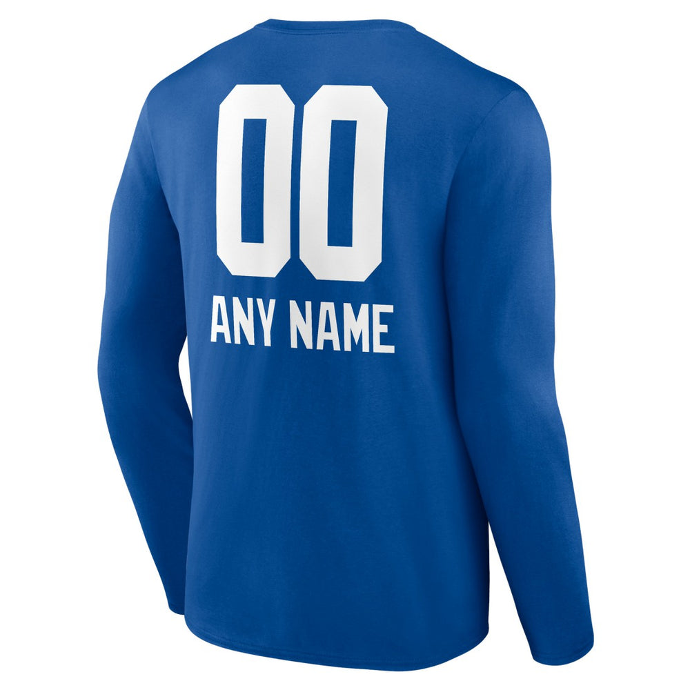 New York Giants Personalized Name & Number Team Wordmark Long Sleeve T-Shirt Royal