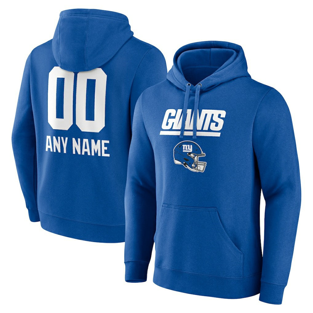 New York Giants Personalized Name & Number Team Wordmark Pullover Hoodie Royal