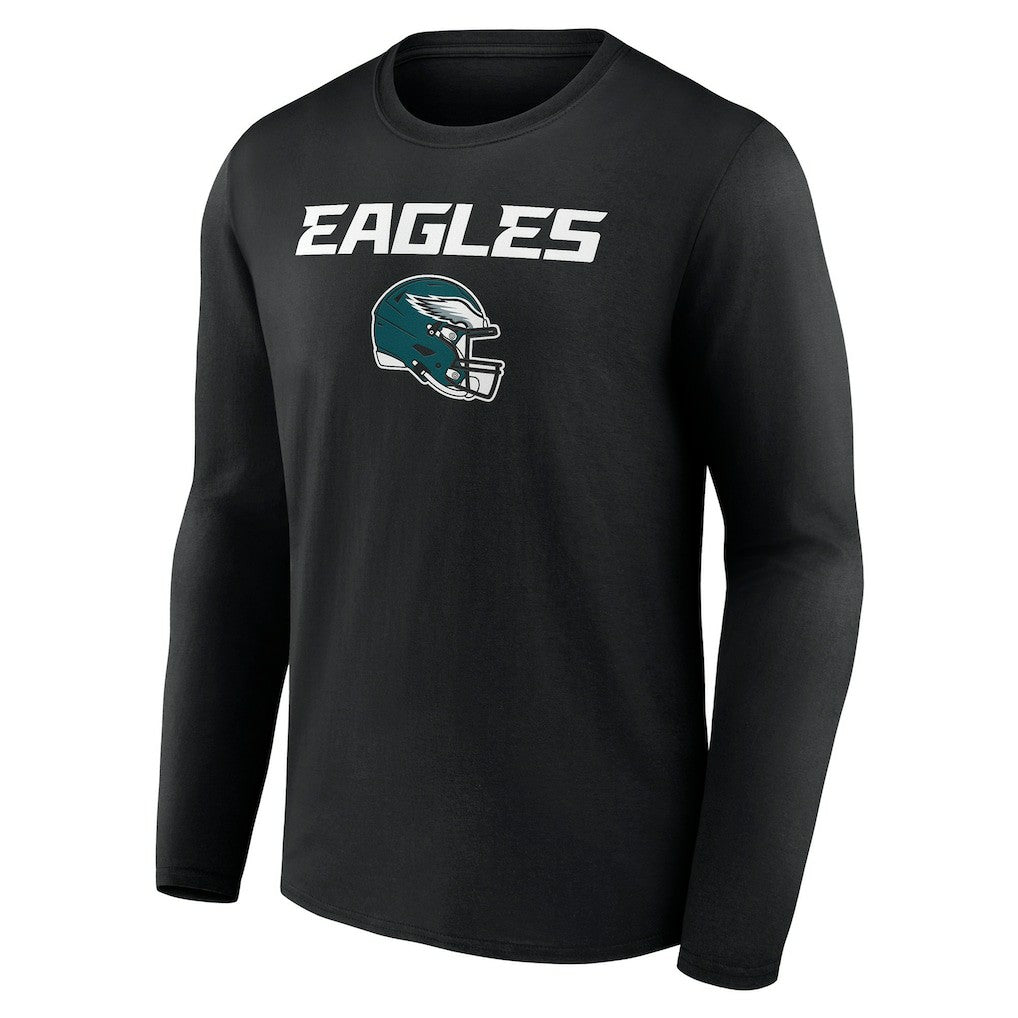 Philadelphia Eagles Personalized Name & Number Team Wordmark Long Sleeve T-Shirt Black