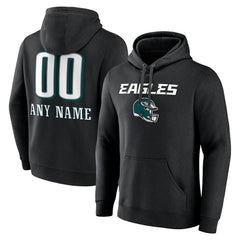Philadelphia Eagles Personalized Name & Number Team Wordmark Pullover Hoodie Black