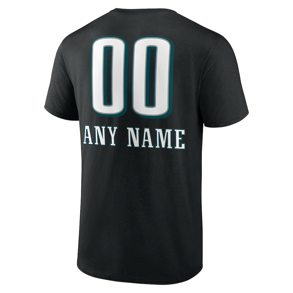 Philadelphia Eagles Personalized Name & Number Team Wordmark T-Shirt Black