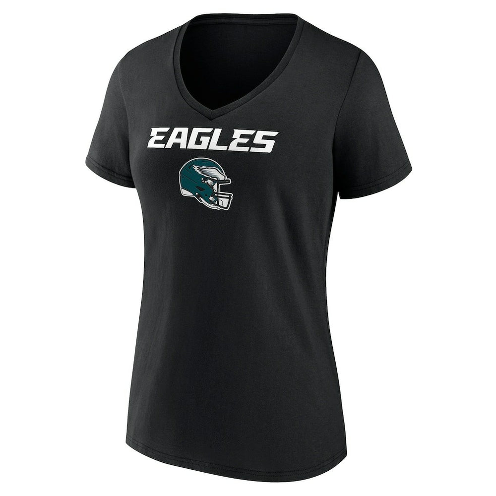 Philadelphia Eagles Women's Personalized Name & Number Team Wordmark V-Neck T-Shirt Black