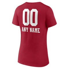 San Francisco 49ers Women's Personalized Name & Number Team Wordmark V-Neck T-Shirt Scarlet
