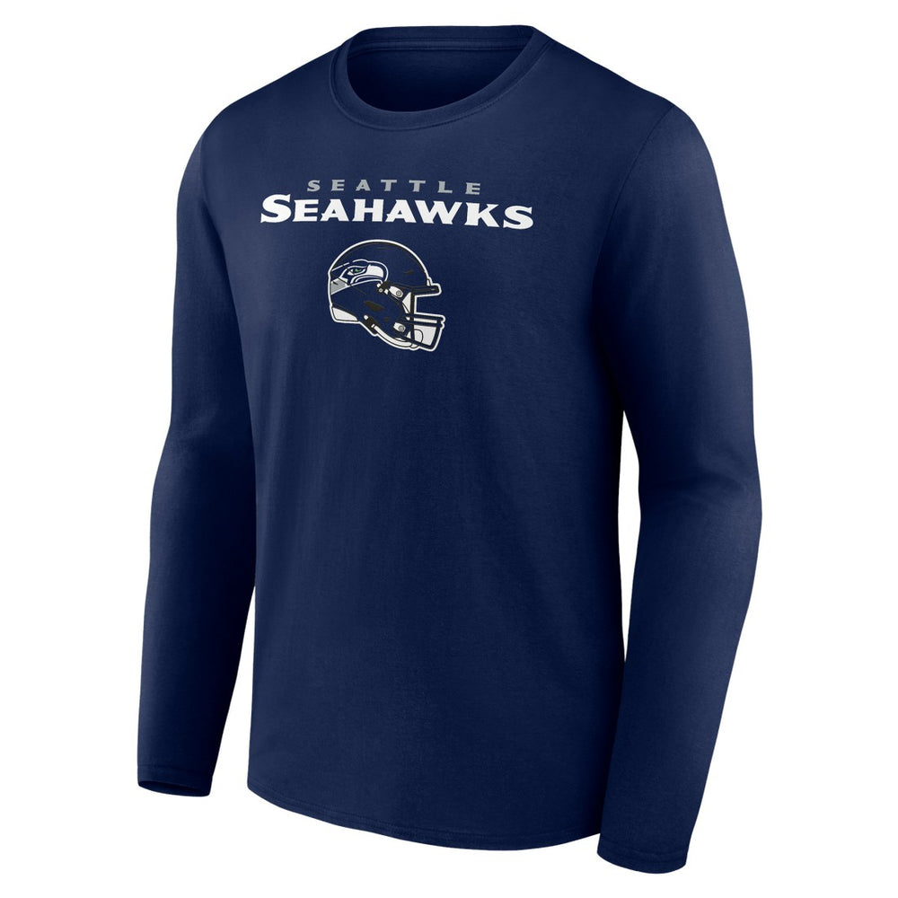 Seattle Seahawks Personalized Name & Number Team Wordmark Long Sleeve T-Shirt College Navy