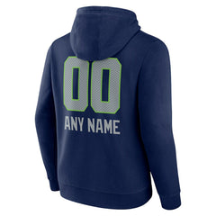 Seattle Seahawks Personalized Name & Number Team Wordmark Pullover Hoodie College Navy