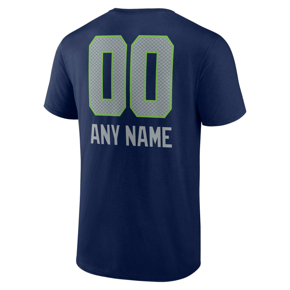 Seattle Seahawks Personalized Name & Number Team Wordmark T-Shirt College Navy