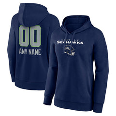 Seattle Seahawks Women's Personalized Name & Number Team Wordmark Pullover Hoodie College Navy