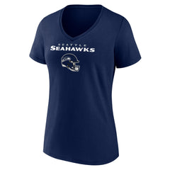 Seattle Seahawks Women's Personalized Name & Number Team Wordmark V-Neck T-Shirt College Navy