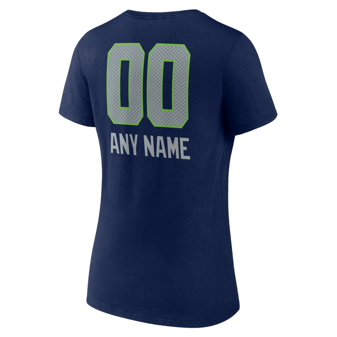 Seattle Seahawks Women's Personalized Name & Number Team Wordmark V-Neck T-Shirt College Navy