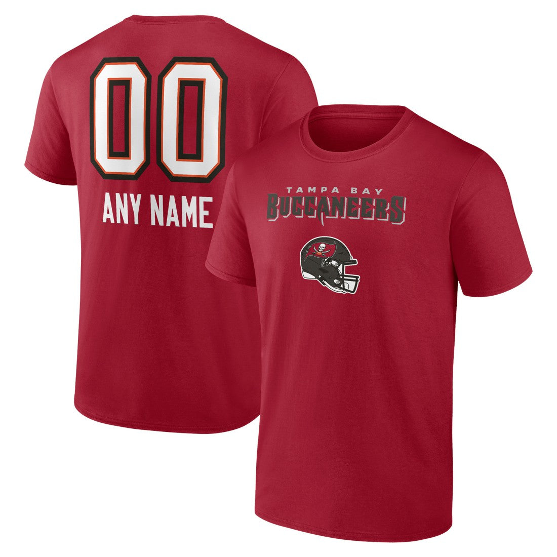 Tampa Bay Buccaneers Personalized Name & Number Team Wordmark T-Shirt Red