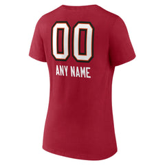 Tampa Bay Buccaneers Women's Personalized Name & Number Team Wordmark V-Neck T-Shirt Red