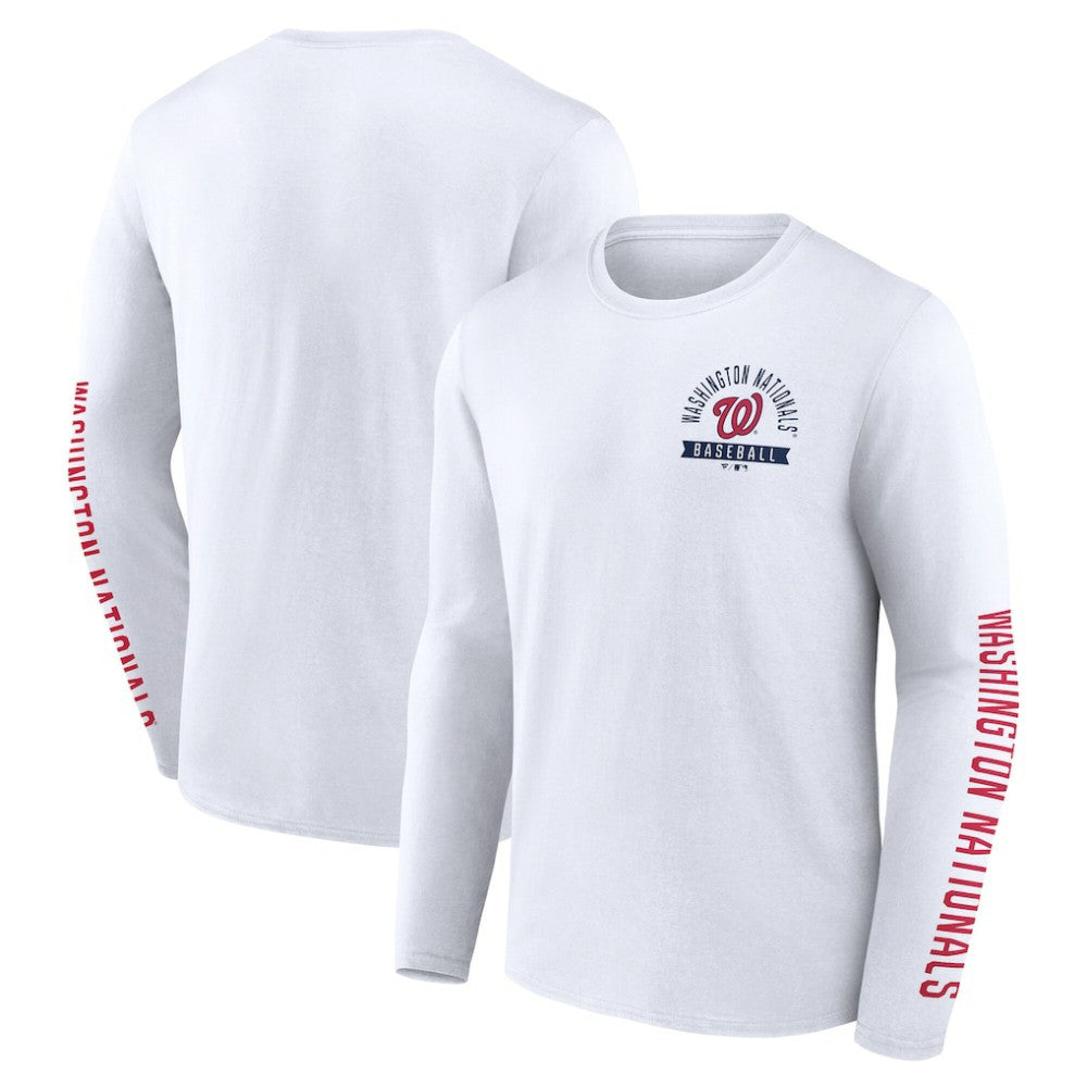 Washington Nationals Fanatics Press Box Long Sleeve T-Shirt - White T-shirts