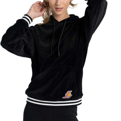 Los Angeles Lakers Lusso Women's Nellie Oversized Velour Pullover Hoodie Black
