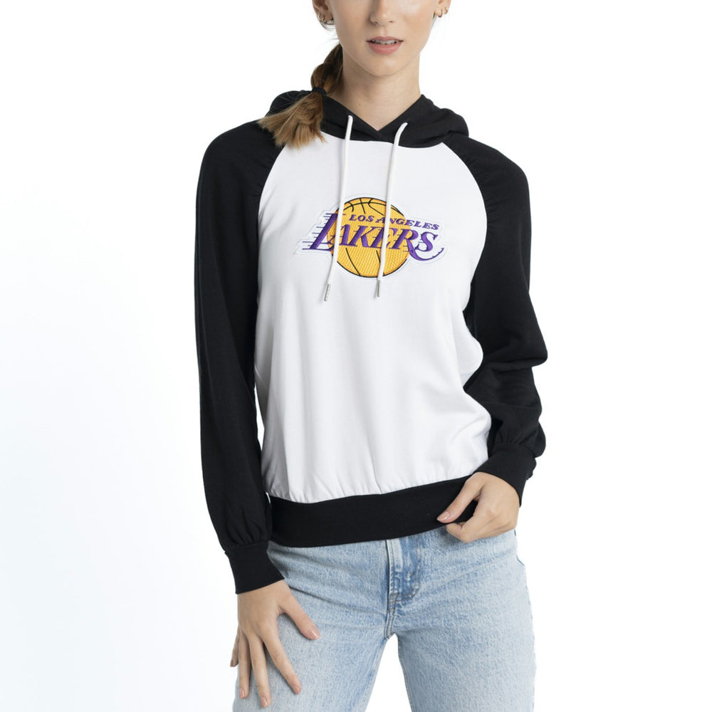 Los Angeles Lakers Lusso Women's Marlowe Tri-Blend Raglan Pullover Hoodie White