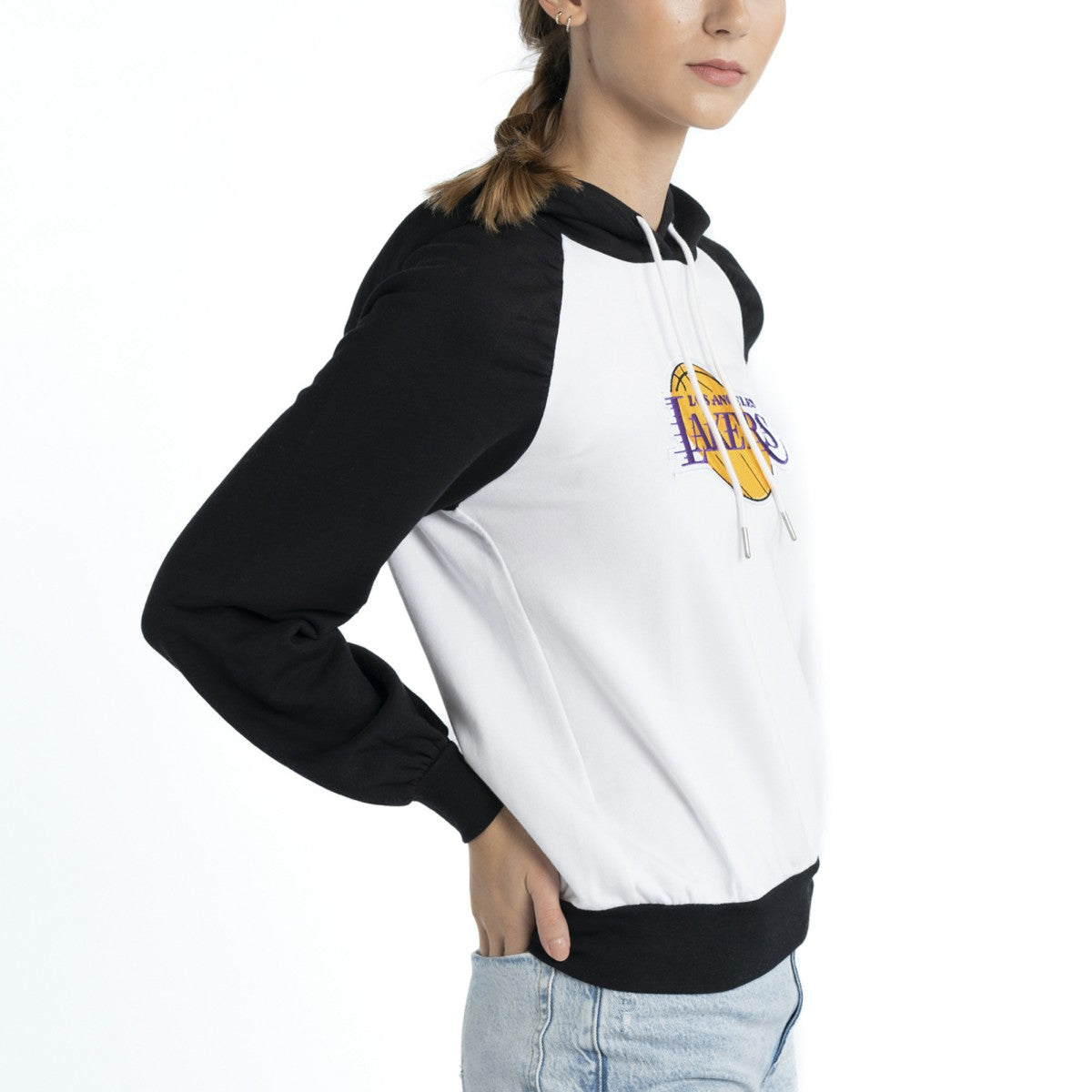 Los Angeles Lakers Lusso Women's Marlowe Tri-Blend Raglan Pullover Hoodie White