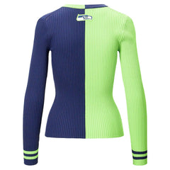Seattle Seahawks STAUD Women's Cargo Sweater Neon Green/Navy