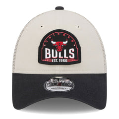 Chicago Bulls Throwback Patch Trucker 9FORTY Adjustable Hat Khaki/Black