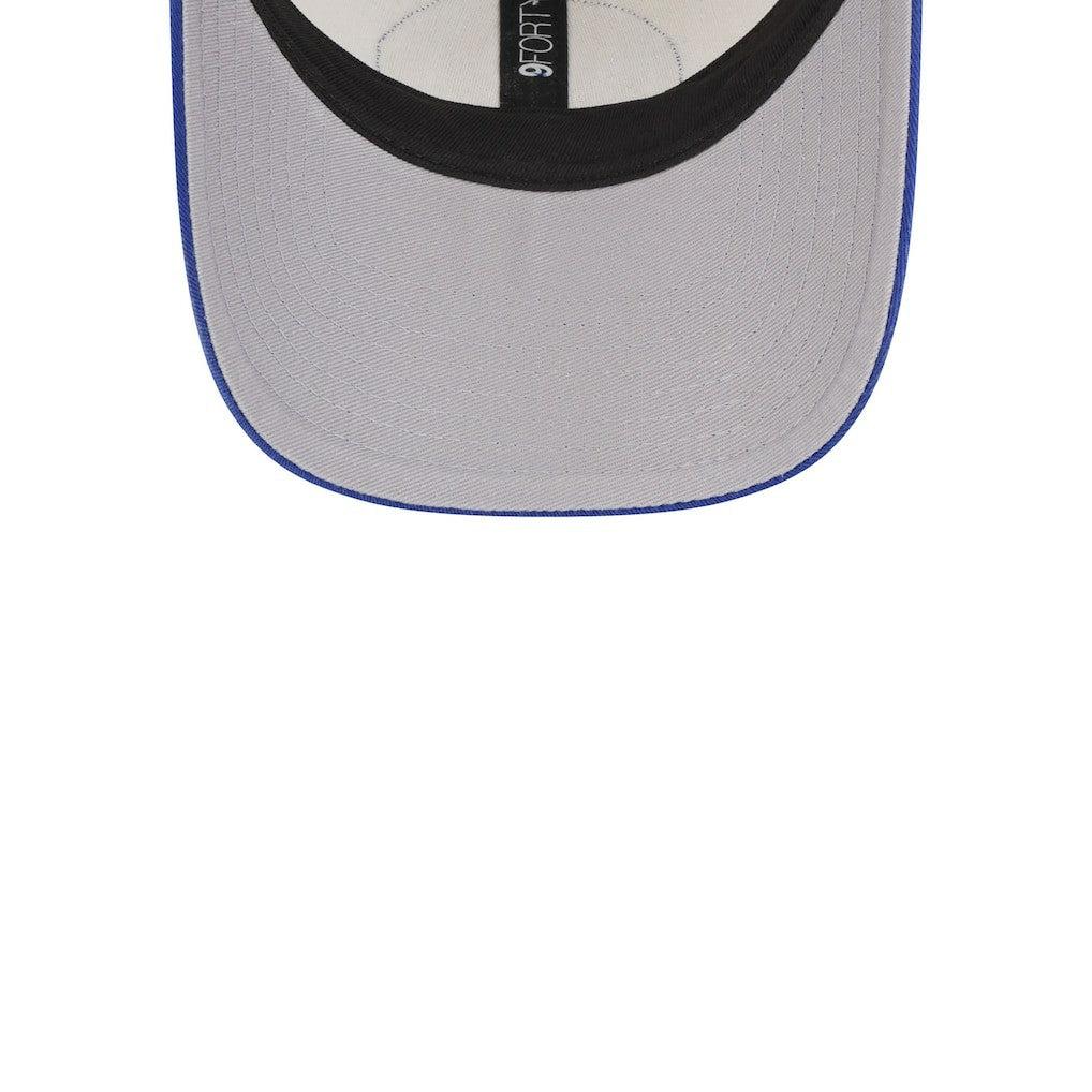 Golden State Warriors Throwback Patch Trucker 9FORTY Adjustable Hat Khaki/Royal