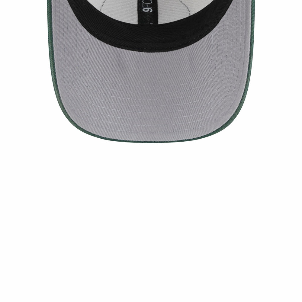 Milwaukee Bucks Throwback Patch Trucker 9FORTY Adjustable Hat Khaki/Hunter Green