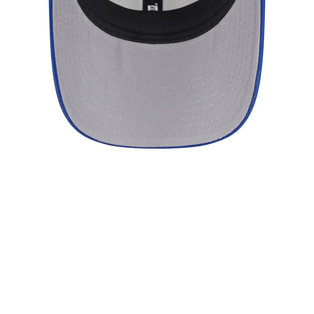 Philadelphia 76ers Throwback Patch Trucker 9FORTY Adjustable Hat Khaki/Royal