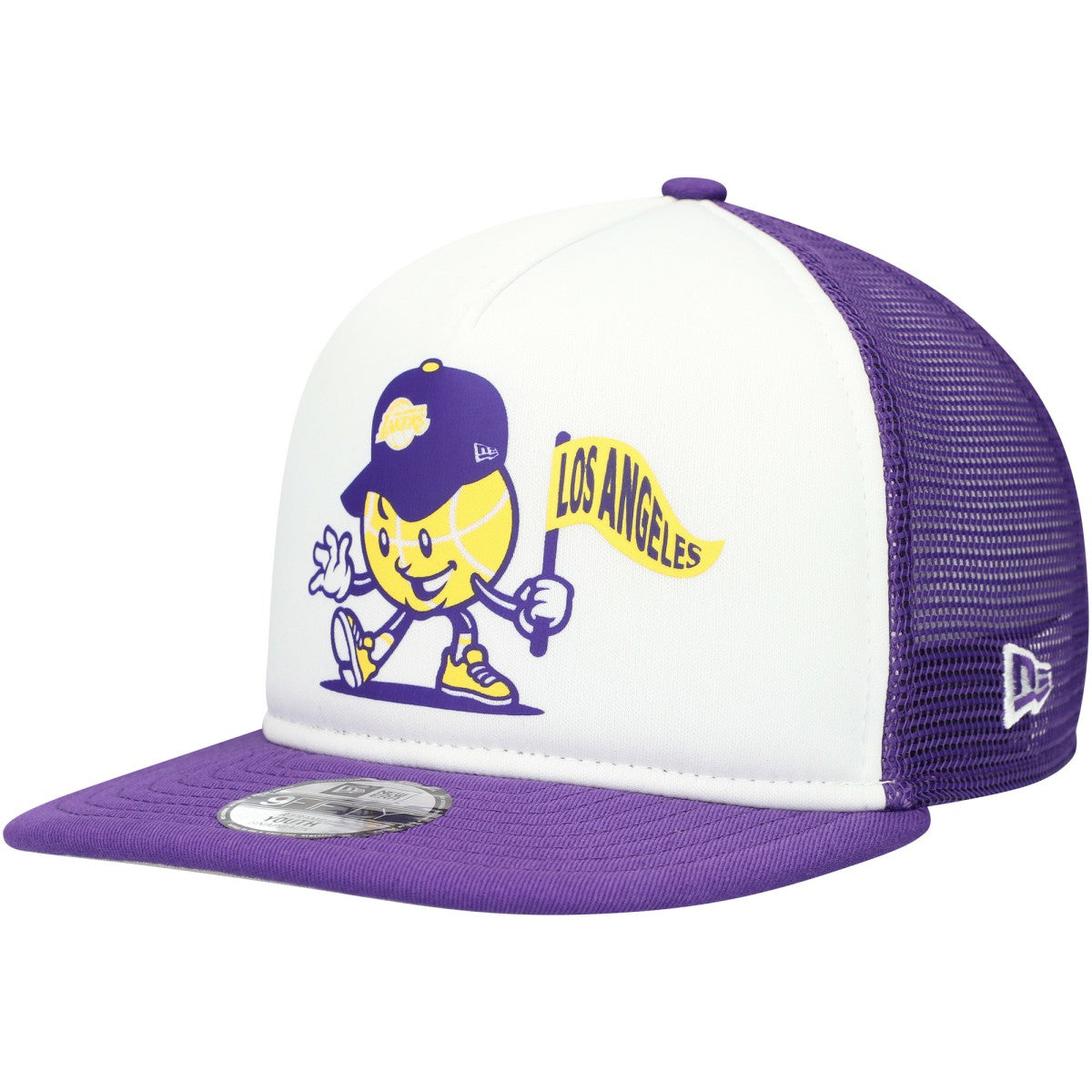 Los Angeles Lakers Youth Court Sport Mascot 9FIFTY Snapback Hat White/Purple