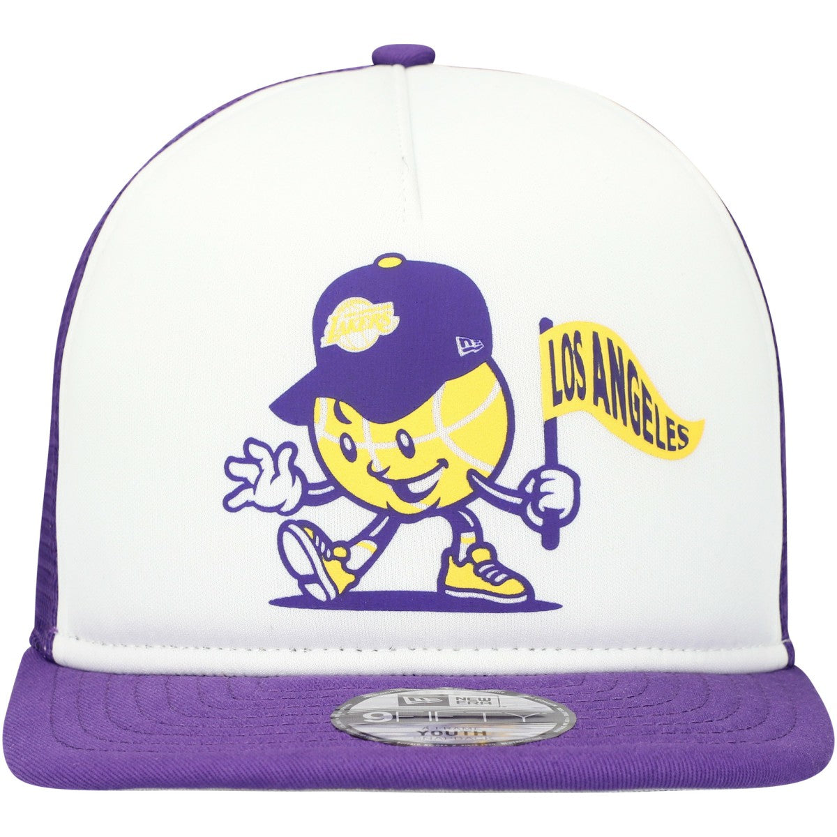 Los Angeles Lakers Youth Court Sport Mascot 9FIFTY Snapback Hat White/Purple