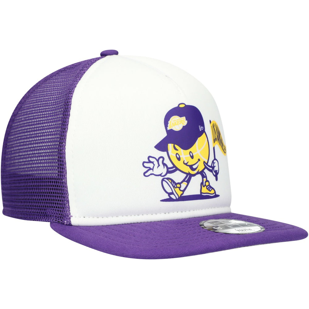 Los Angeles Lakers Youth Court Sport Mascot 9FIFTY Snapback Hat White/Purple