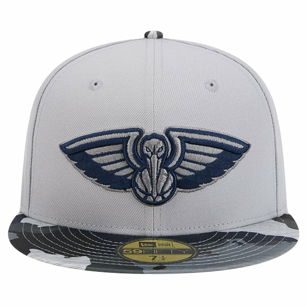 New Orleans Pelicans Active Color Camo Visor 59FIFTY Fitted Hat Gray