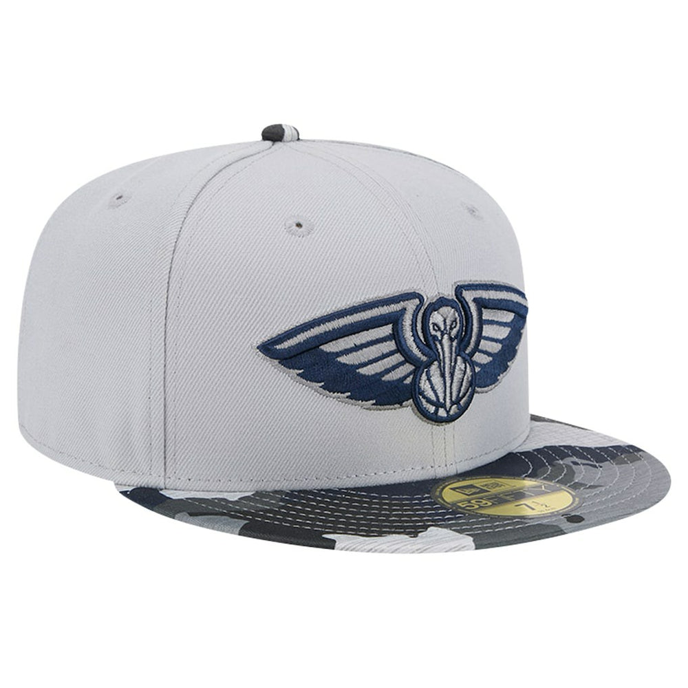 New Orleans Pelicans Active Color Camo Visor 59FIFTY Fitted Hat Gray